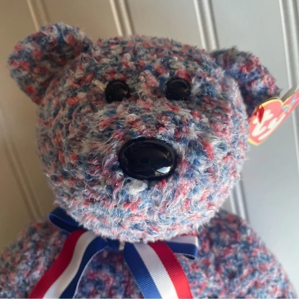 Ty Beanie Buddy USA the Bear NWT 2002 Plush Stuffed Animal Patriotic Exclusive